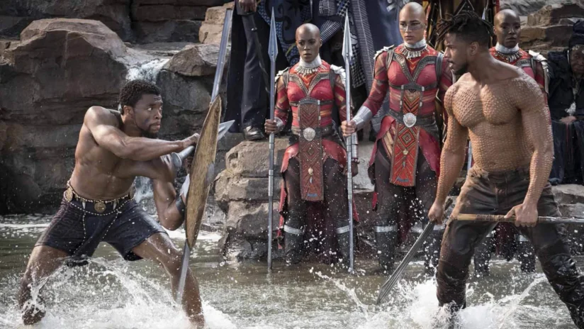 Cảnh chiến đấu giữa T'Challa và N'Jadaka